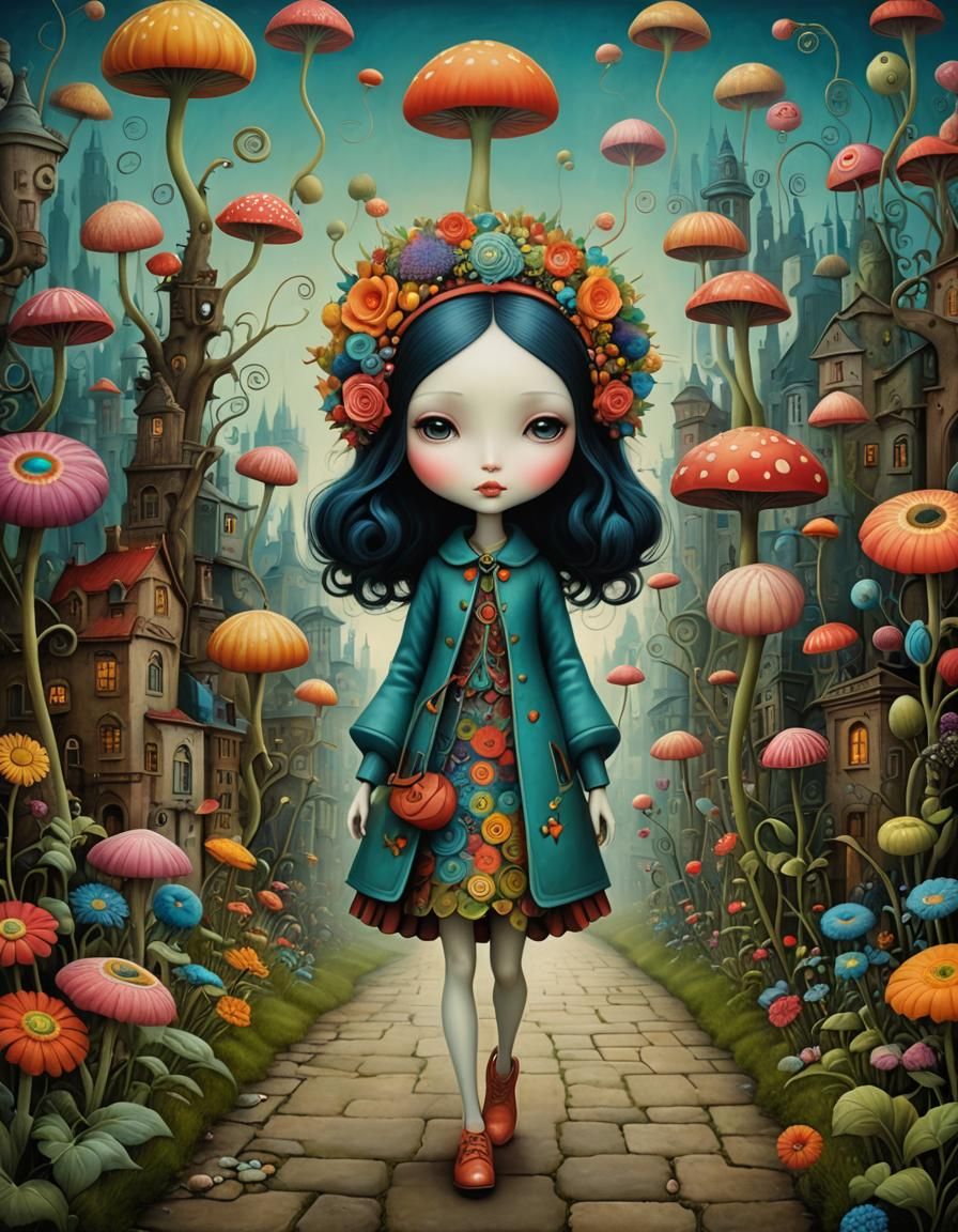 Vintage Girl, inspired by Benjamin Lacombe and Nicoletta Ceccoli