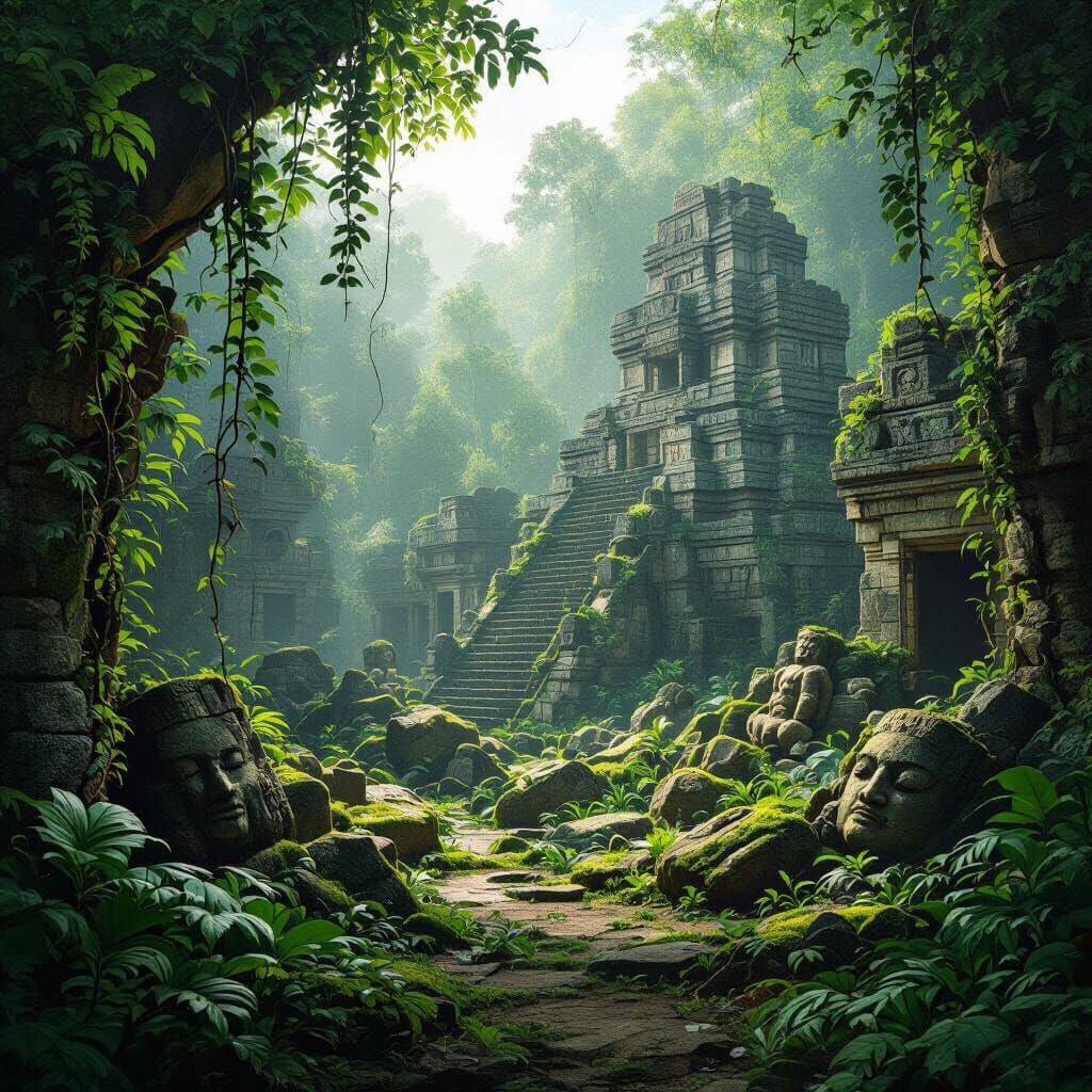Overgrown Maya City Reclaimed by Lush Jungle