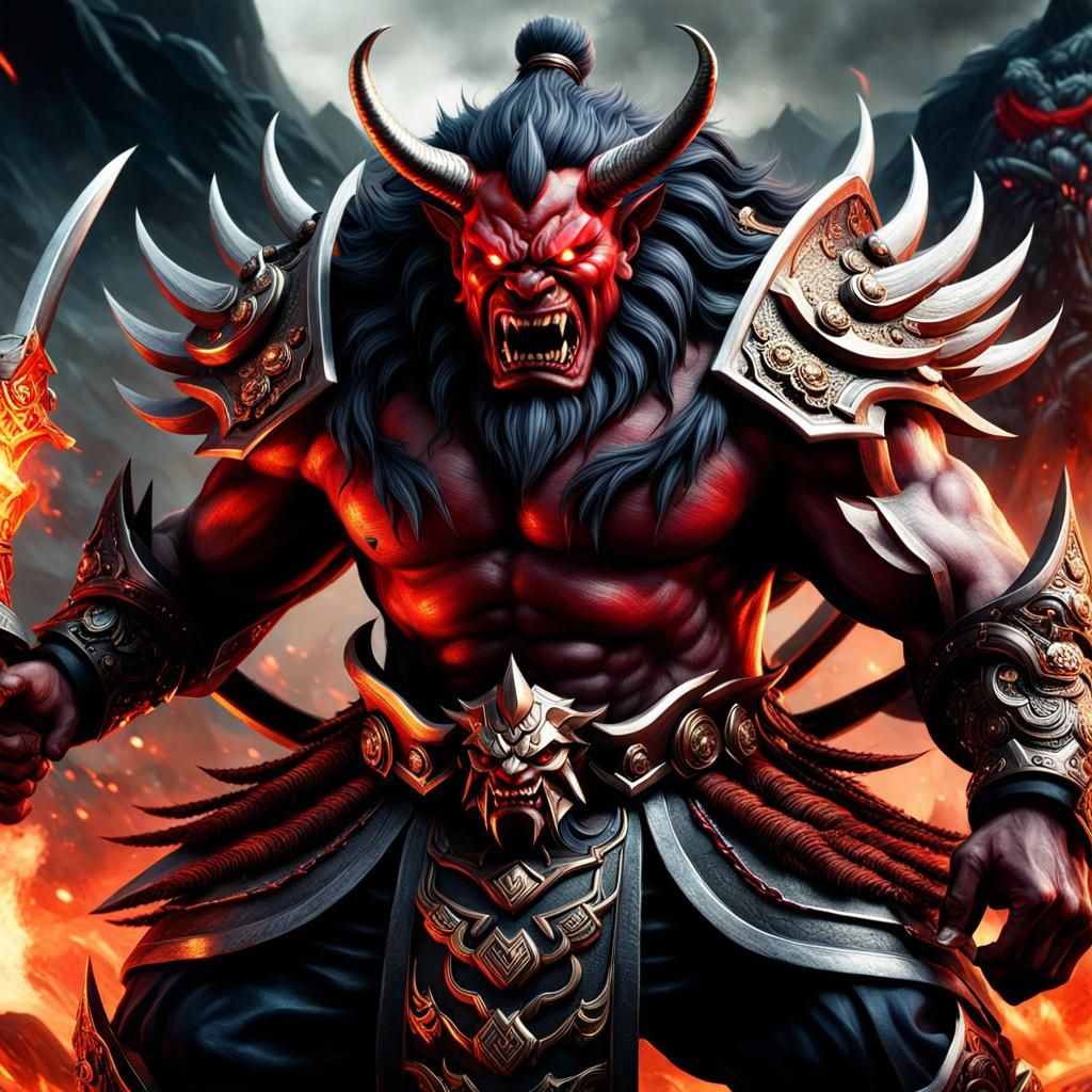 Oni Army Charges into Volcanic Battle