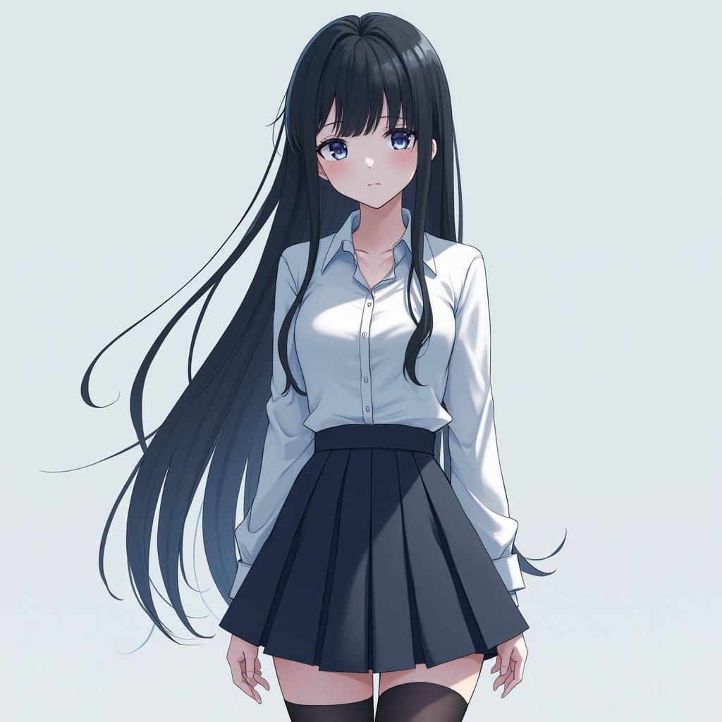 Elegant Anime Goddess with Melancholic Eyes