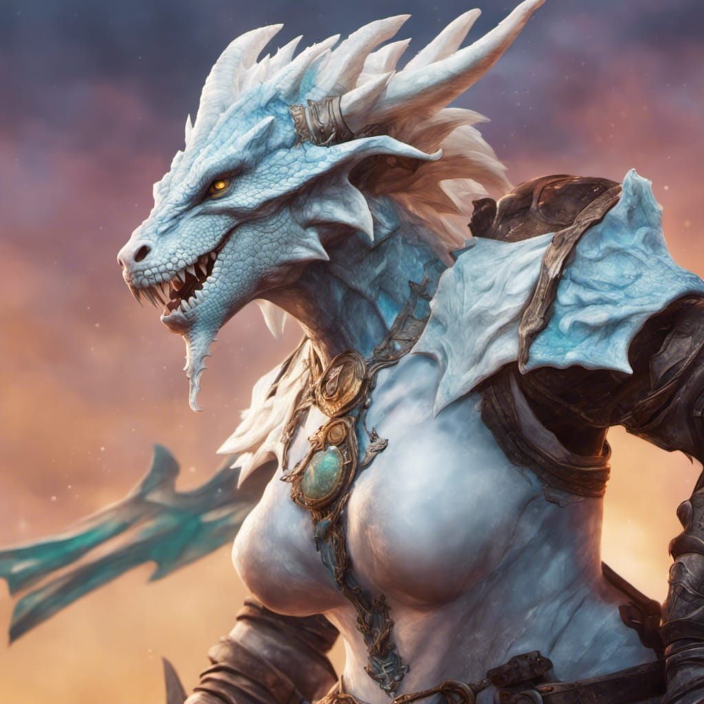 Hyperrealistic Dragonborn Water Genasi Concept Art