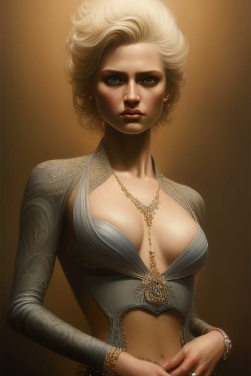 Hyperrealistic Portrait of a Confident Blonde Woman