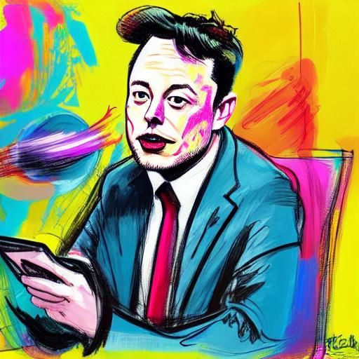 Energetic Caricature of Man Typing Frantically