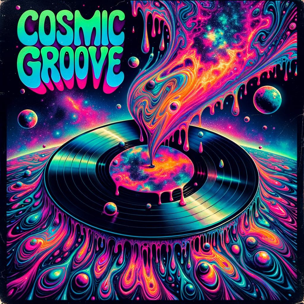Psychedelic Album Art: Melting Vinyl Galaxy