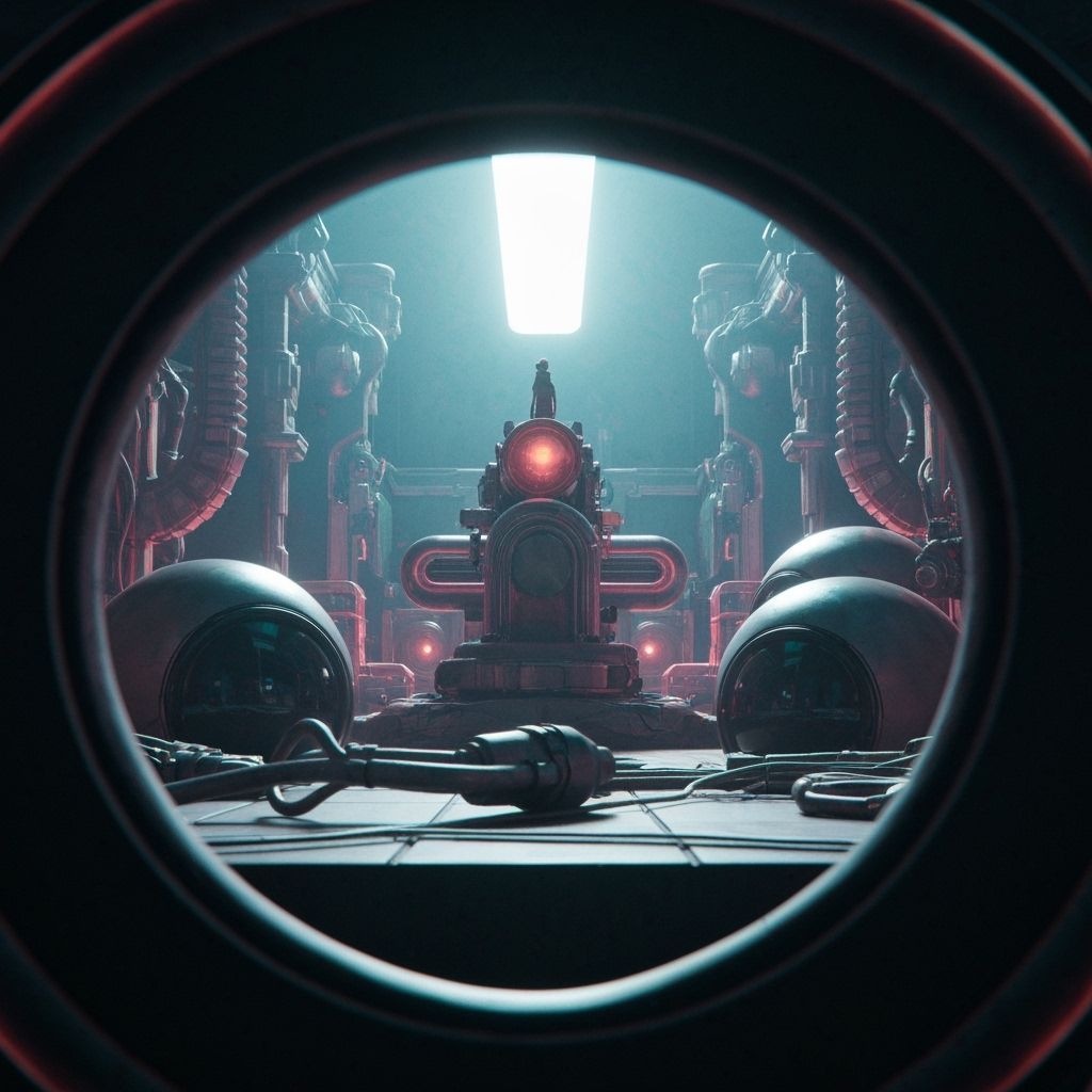 Futuristic Movie Scene Behind Fictional Props