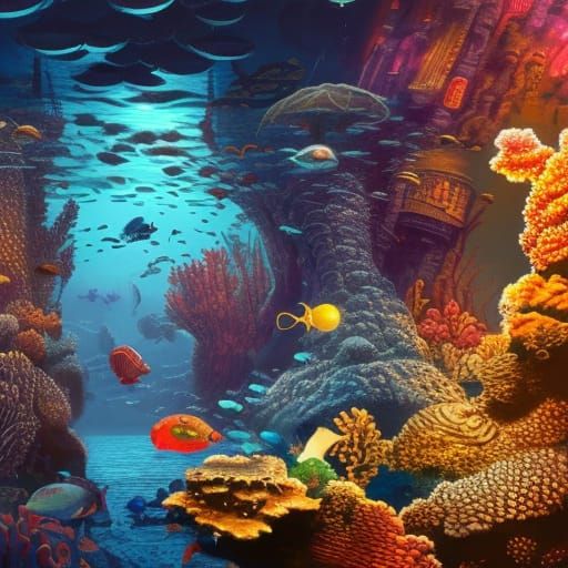 Epic Undersea Art Gallery Digital Painting