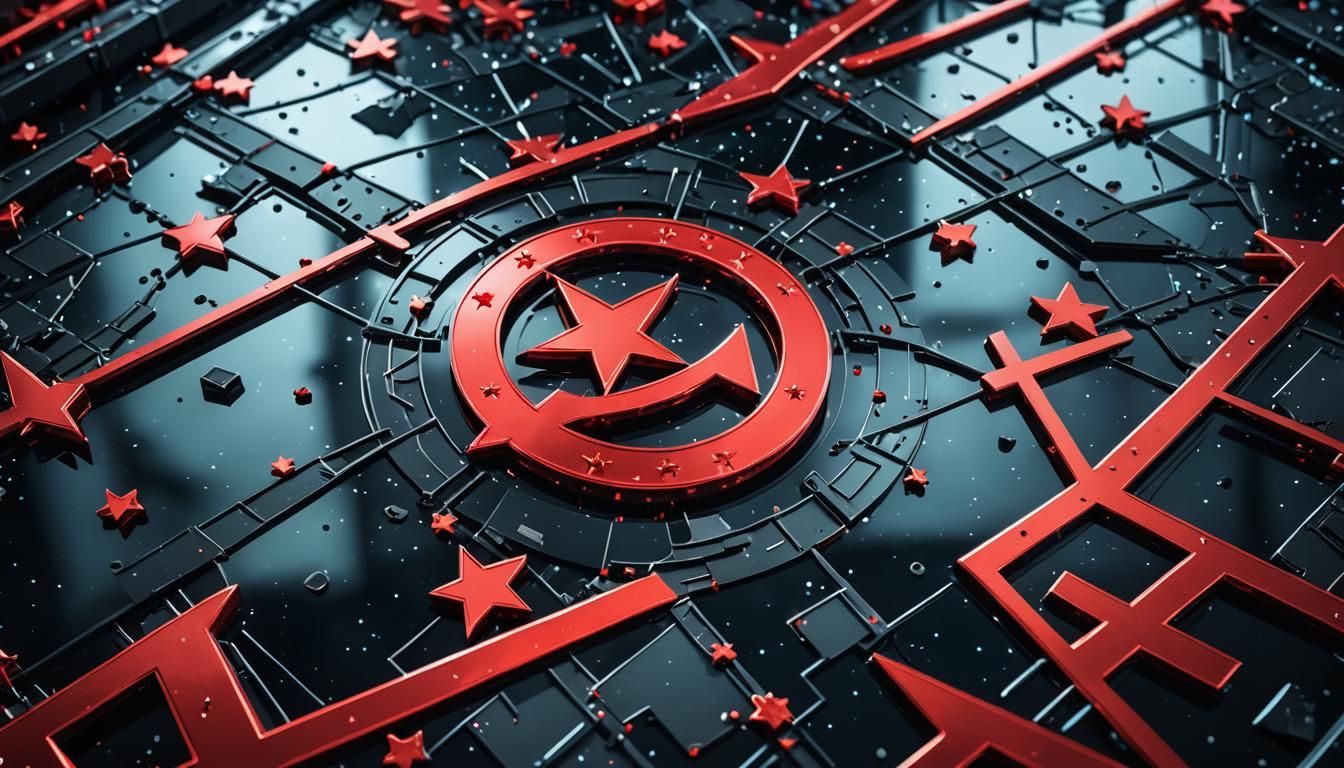 Ominous Steel Constellation Abstraction in Double Exposure