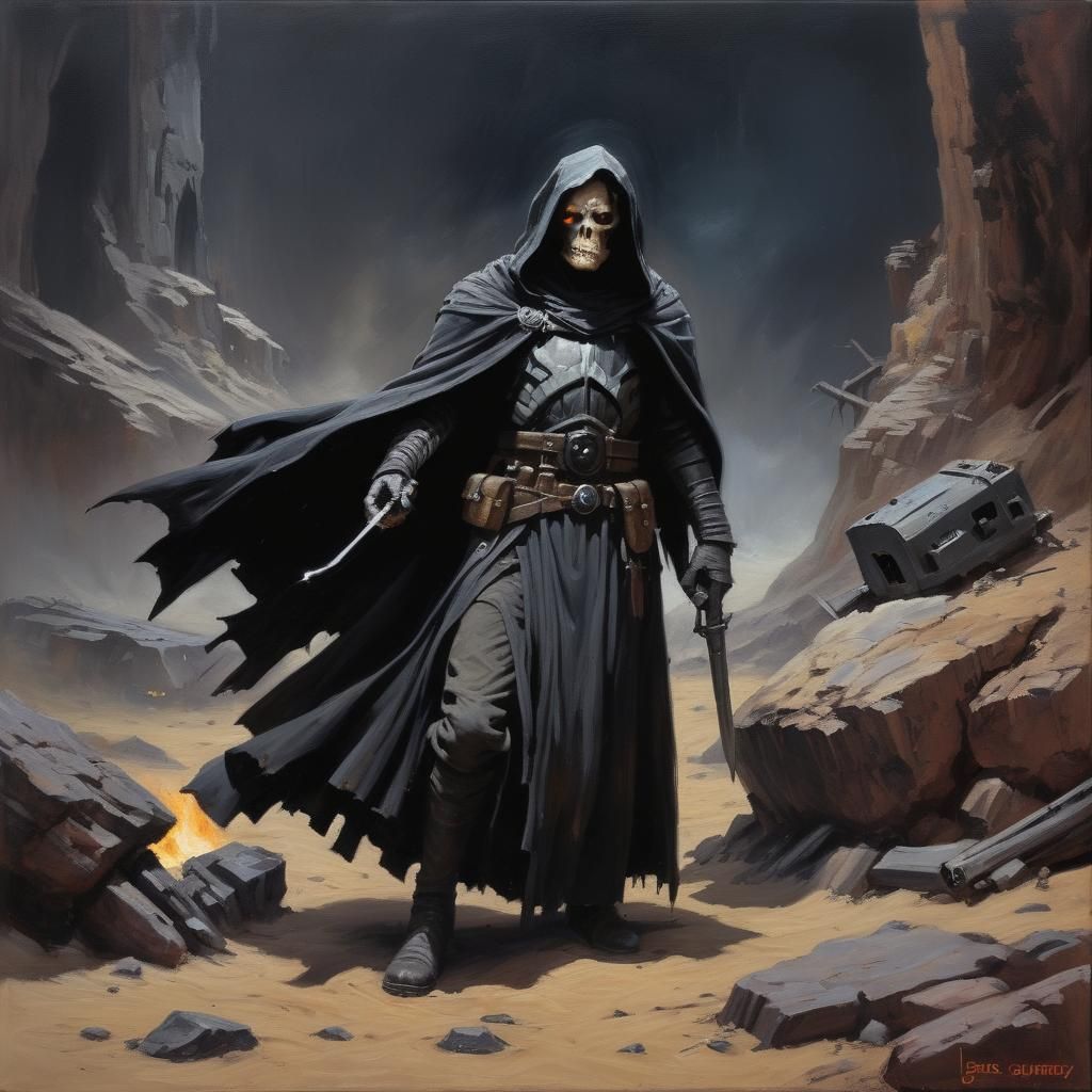 Grimdark Scene in Oil Painting Style