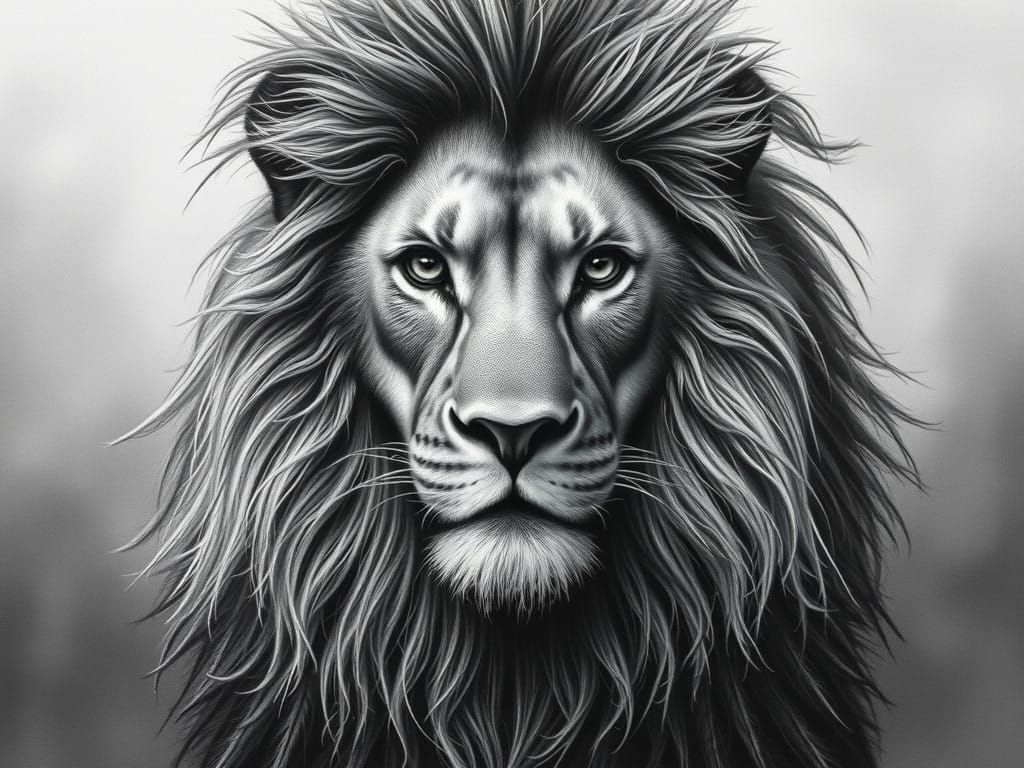 Majestic Lion in Charcoal Style