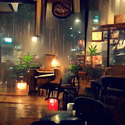 Cozy Rainy Night Coffee Shop Ambiance