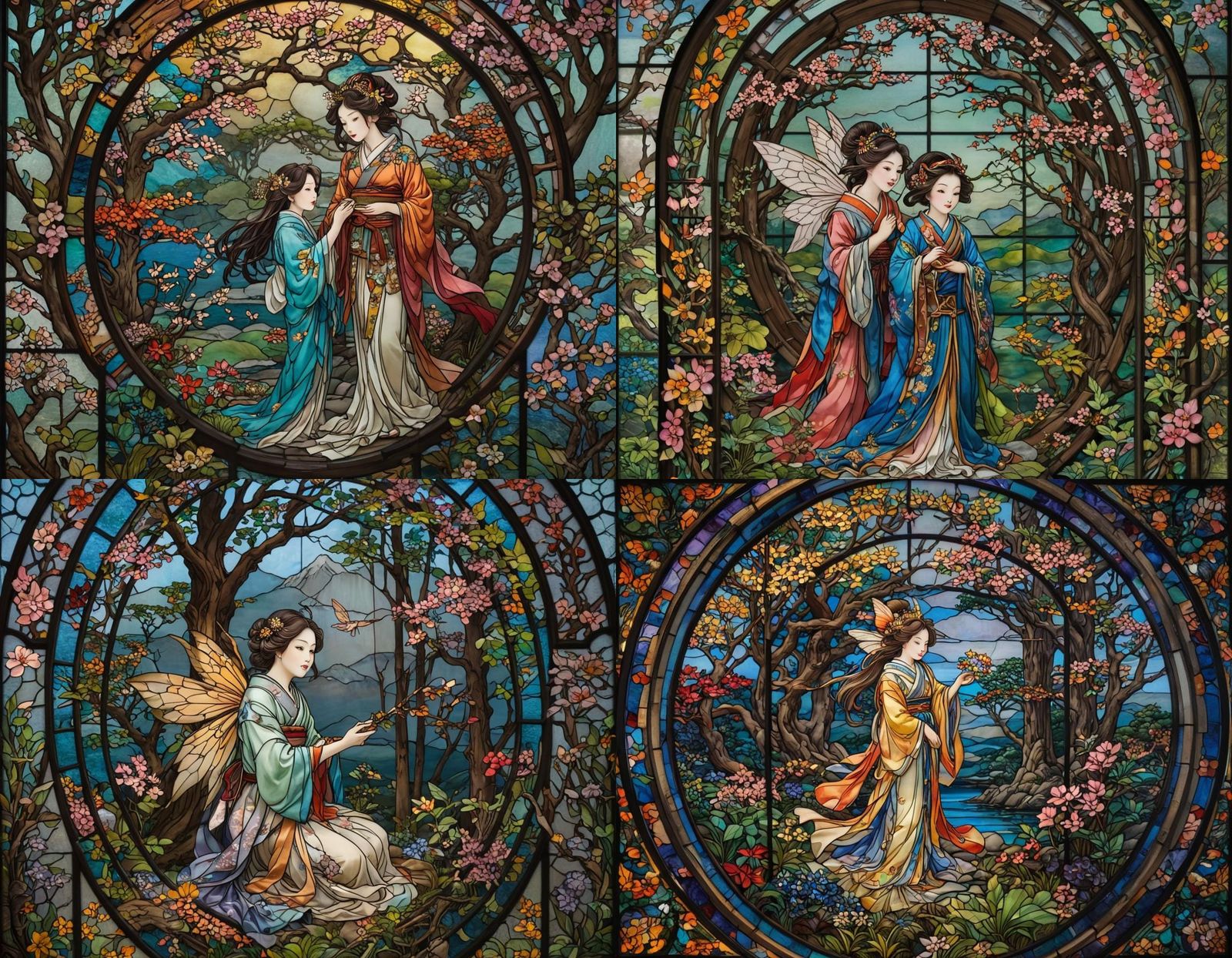 Japanese Fairy Tale Stained Glass Window Art