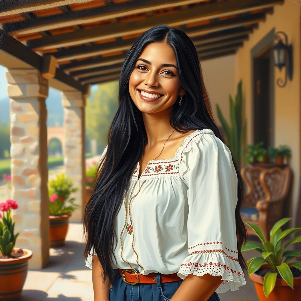 A Gay Senorita in Impressionist Oil