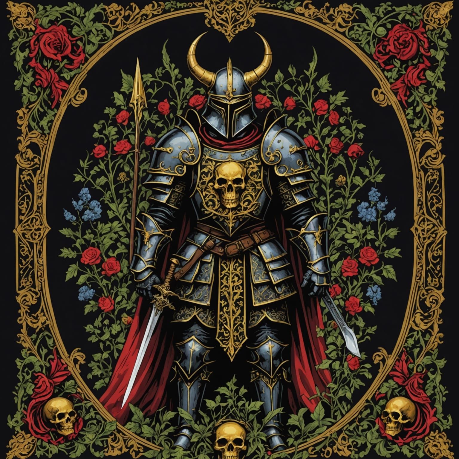 Cursed Gothic Knight in Hell Tapestry