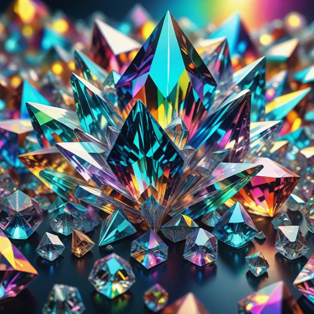 Dazzling Crystal Prisms in Surreal Kaleidoscope of Color