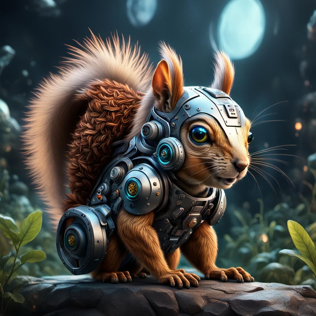 Detailed Cyborg Squirrel Concept Art