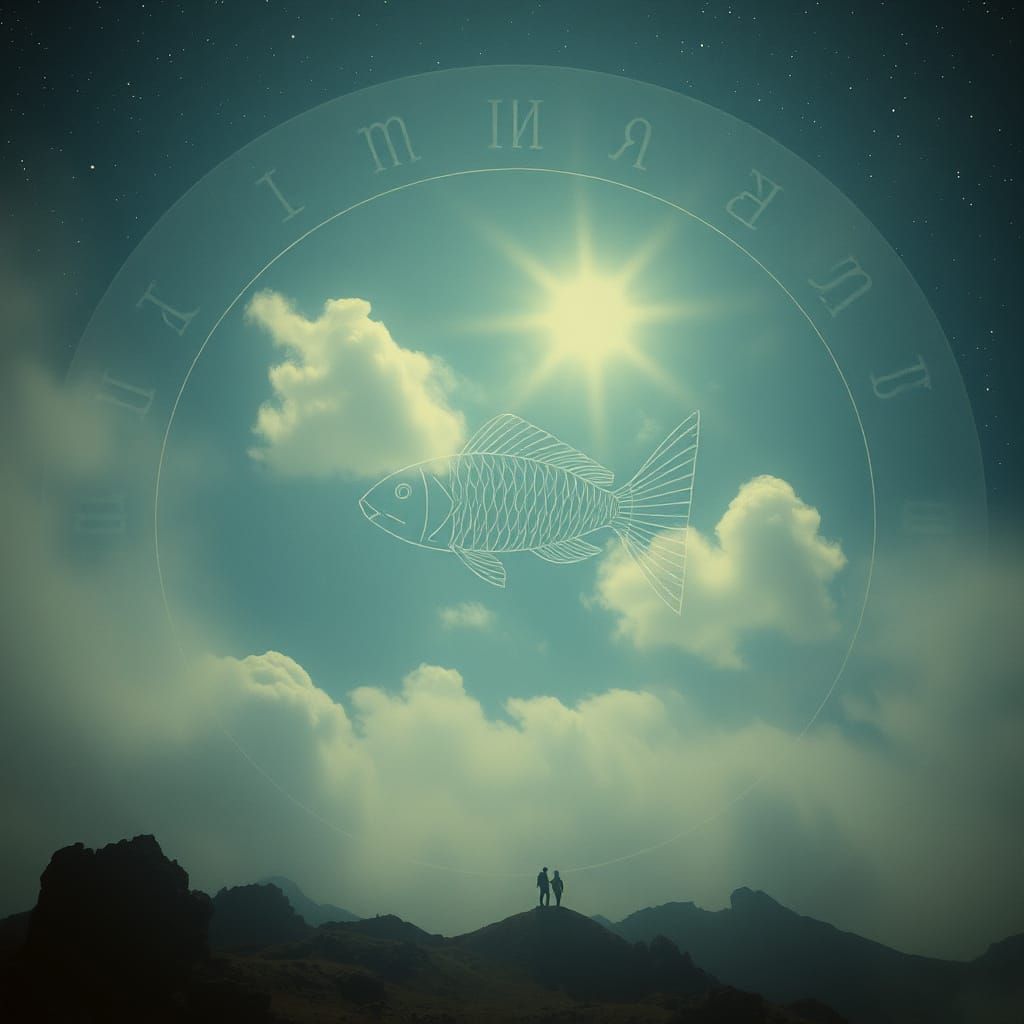Ethereal Zodiac Tapestry with Pisces as Centerpiece