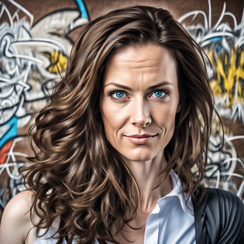Colorful Graffiti Art Portrait of a Female Attorney