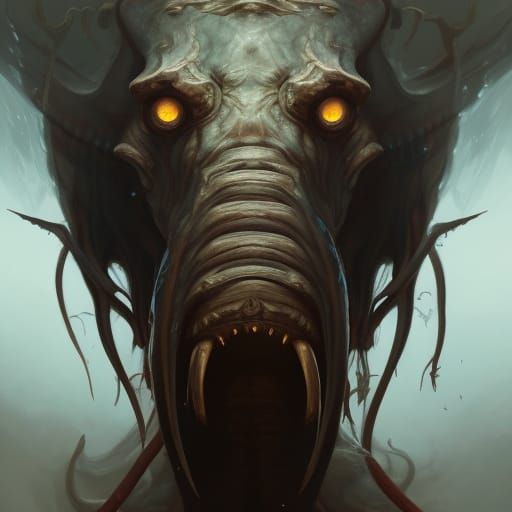 Demonic Eldritch Mammoth Portrait in Unreal Engine 5