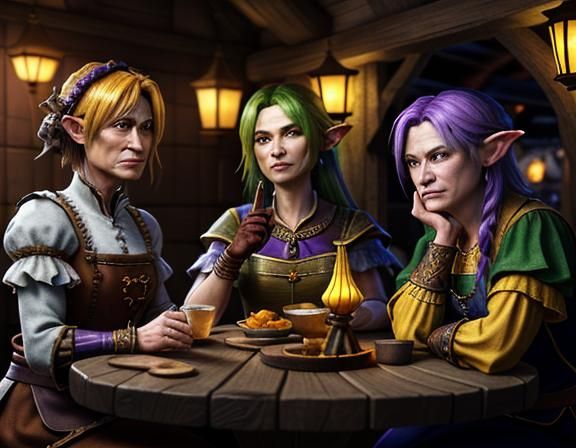 Goblin Cocktail Hour in Fantasy Tavern, 3D Render