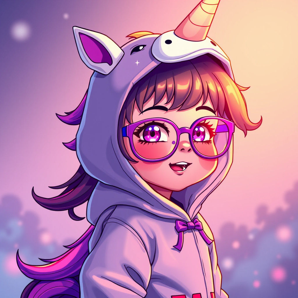 Unicorn Girl in Manga Style Anime Art