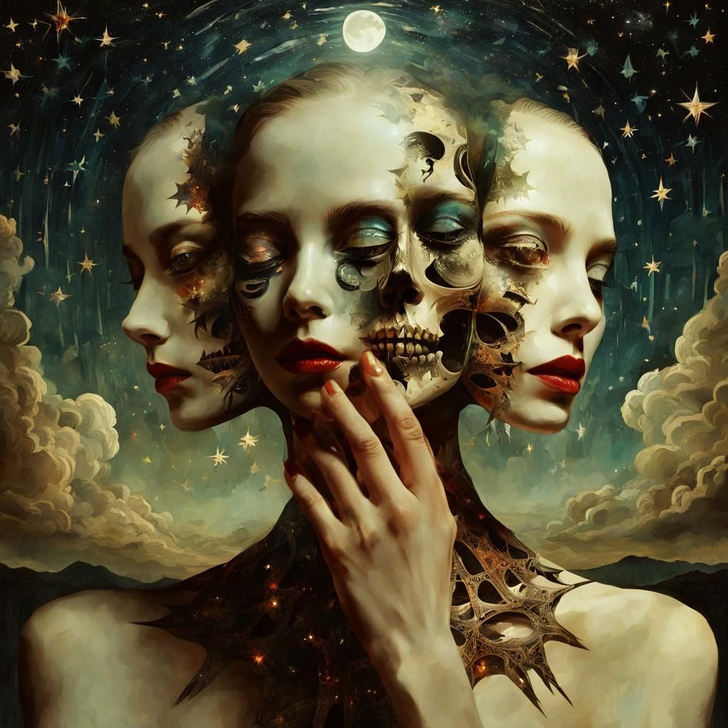 Surreal Starry Faces in Double Exposure Collage