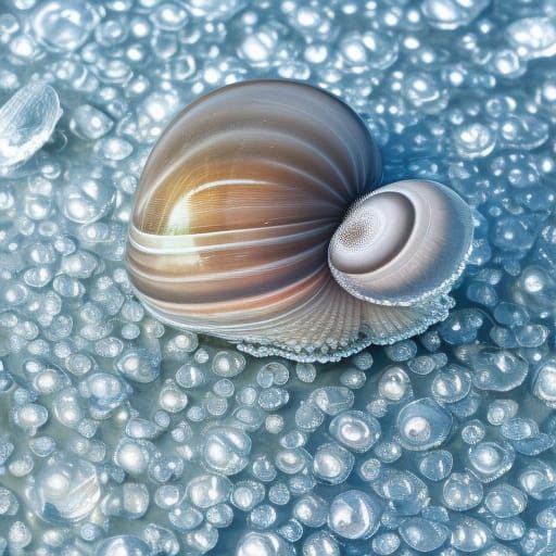 Crystal Snail on Paisley Tablecloth at Sunrise