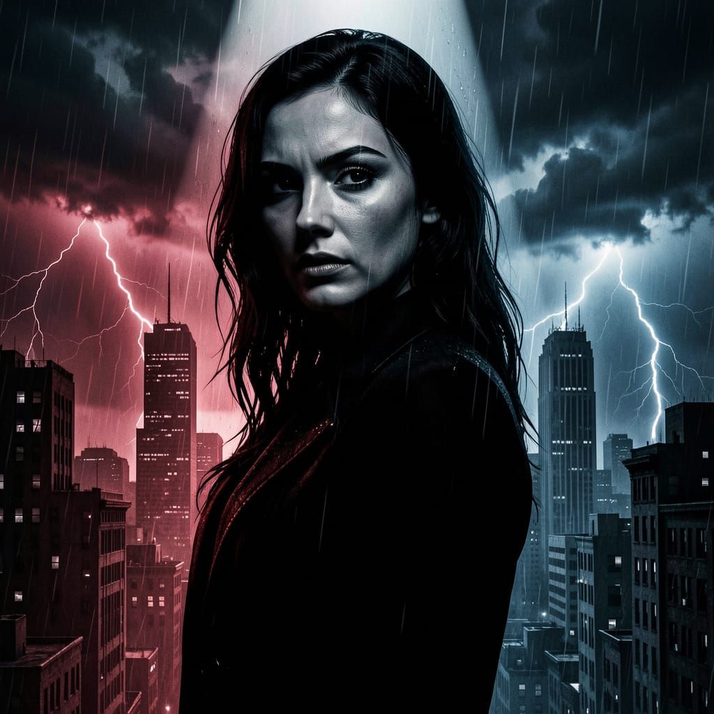 Vengeful Woman in Dramatic Noir Style