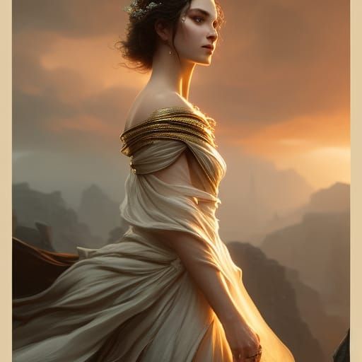 Woman in Silk Gown: Dark Fantasy Digital Art