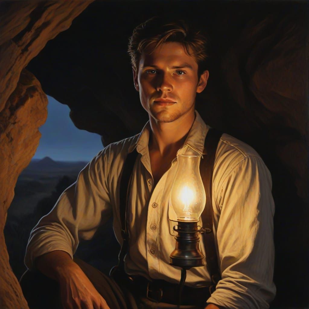 Bushranger Portrait: Outback Hideout at Dusk