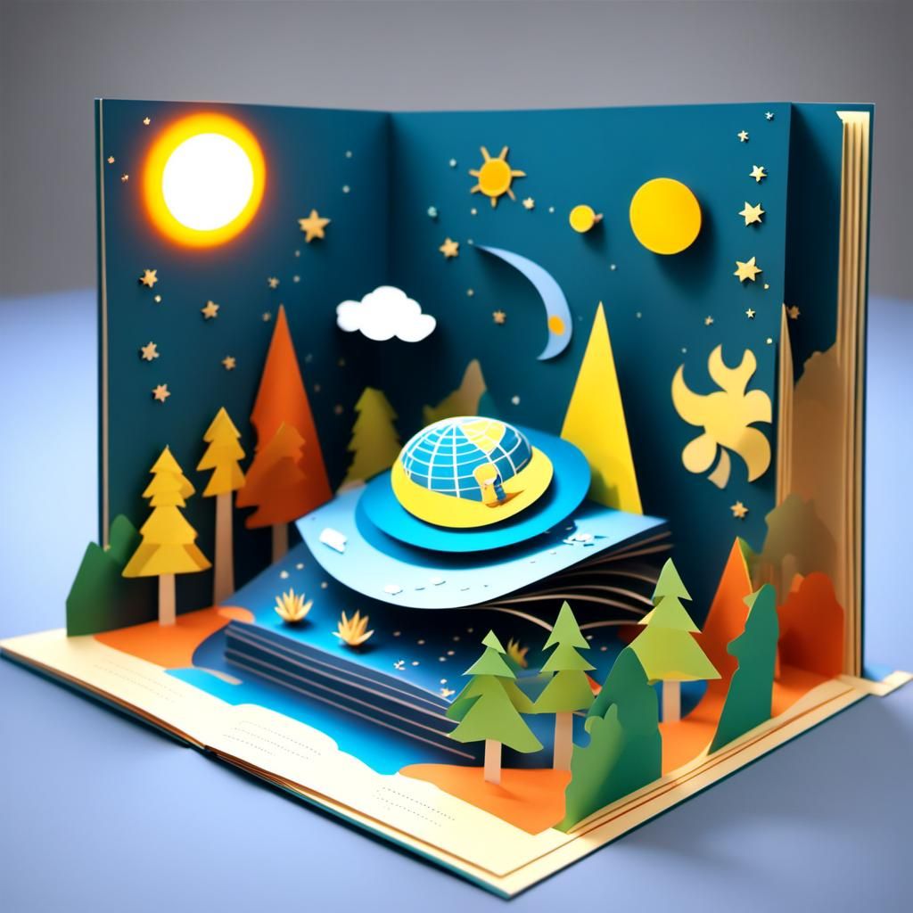 Pop-Up Book Illustration of the Solar System