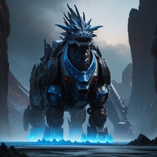 Lava Ice Dragon with Intricate Mech Details