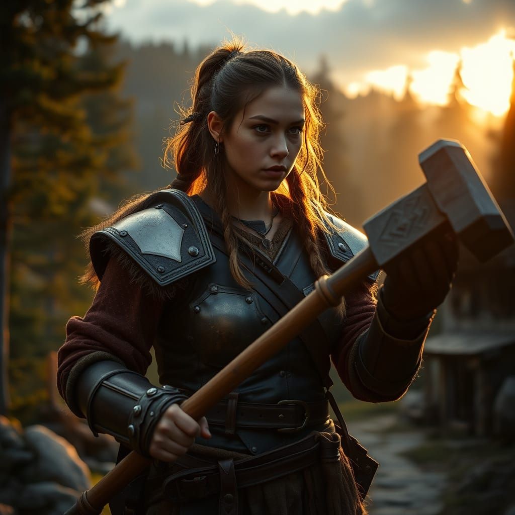 Medieval Fantasy Heroine: Female Dwarf Fighter Leads Monster...