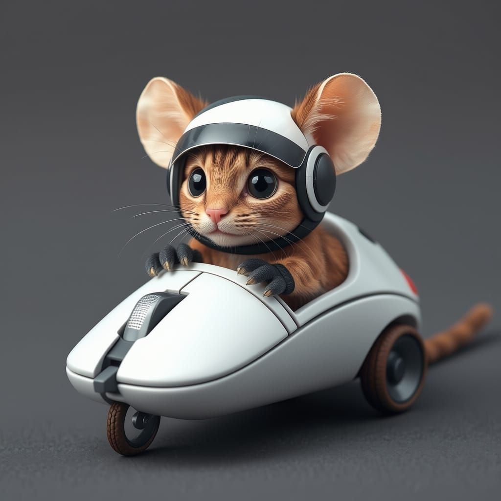 Hyperrealistic Mouse Driving a Computer Mouse