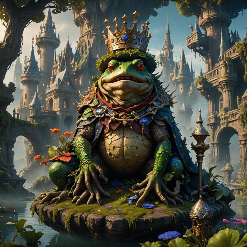 Fantastical Toad King in Detailed Matte Painting