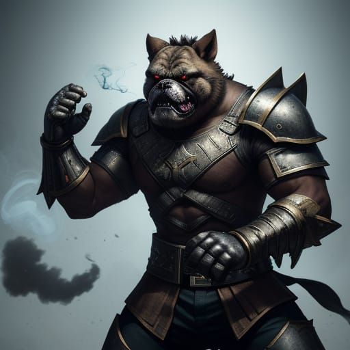 Ghostly Bulldog Warrior: Digital Myth Made Real