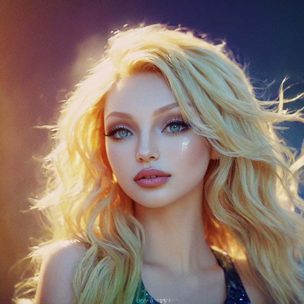 Blonde Bombshell Portrait with Art Nouveau Details