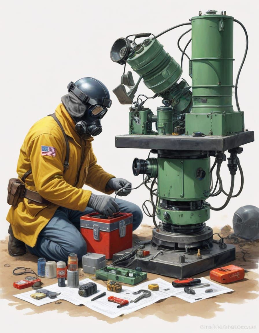 Radioactive Technician Repairing Equipment