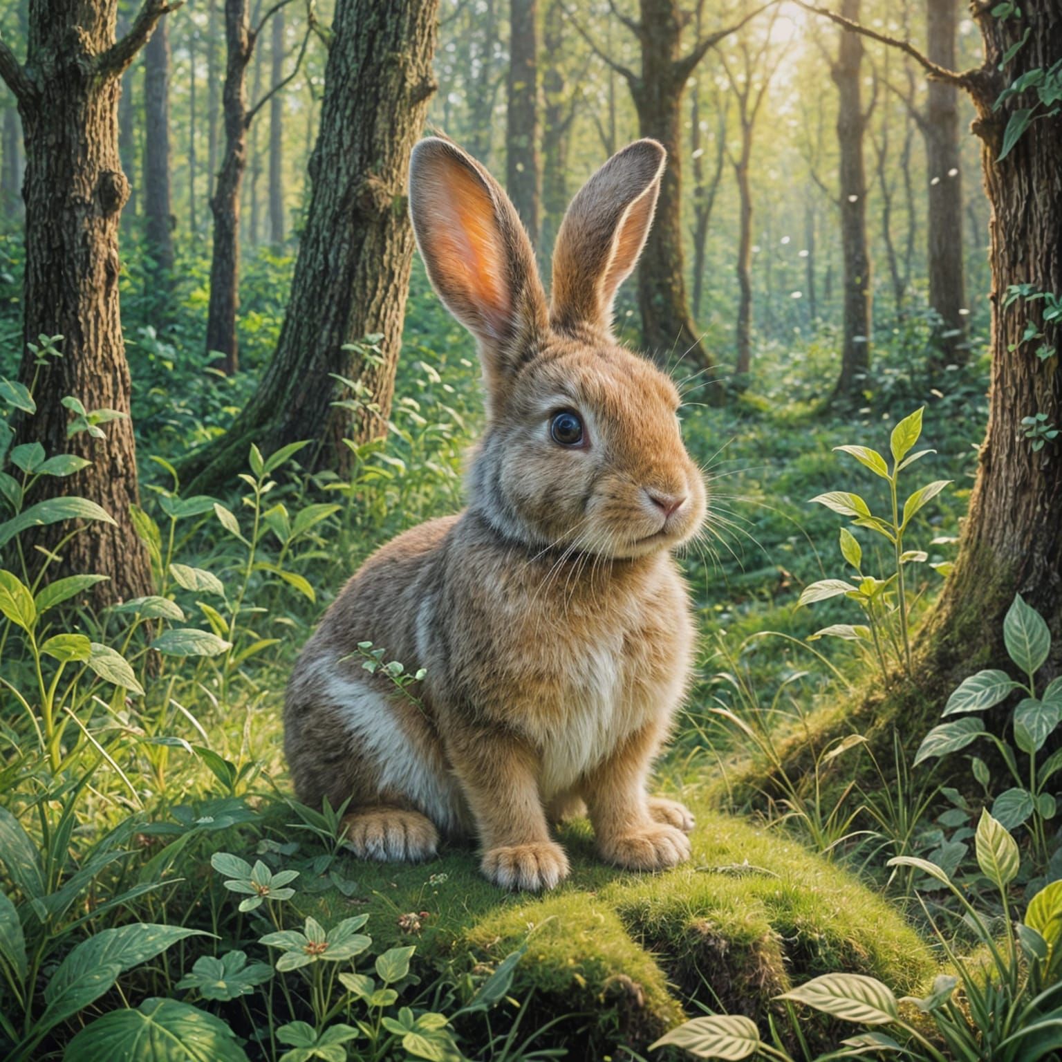 Cute Bunny in Ethereal Forest