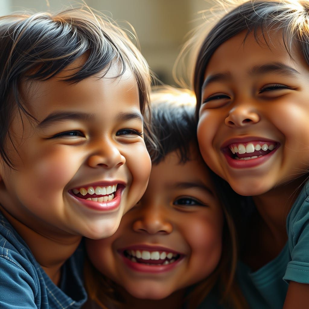 Joyful Children Portrait in Vibrant Colors