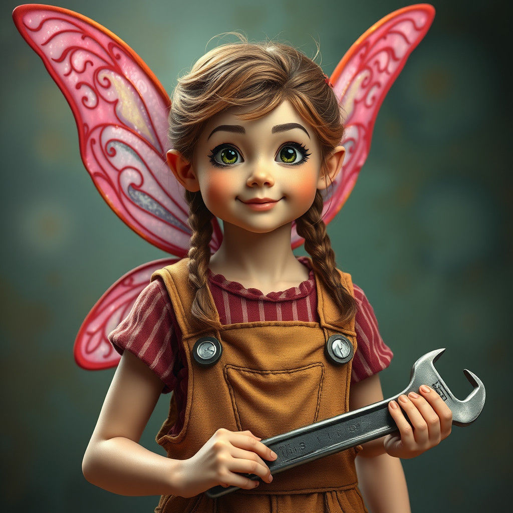 Fairy Mechanic with Spanner in Overalls