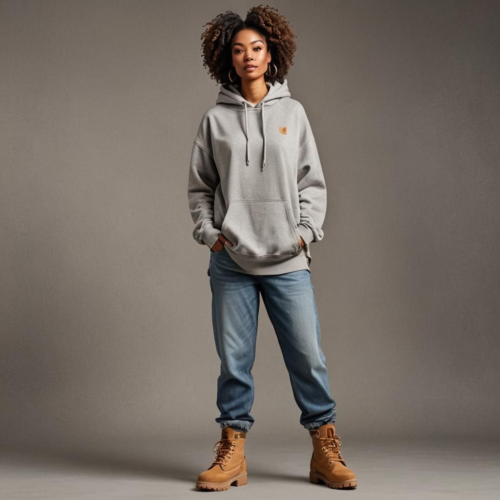 Confident Woman in Streetwear: Hyperrealistic Urban Portrait