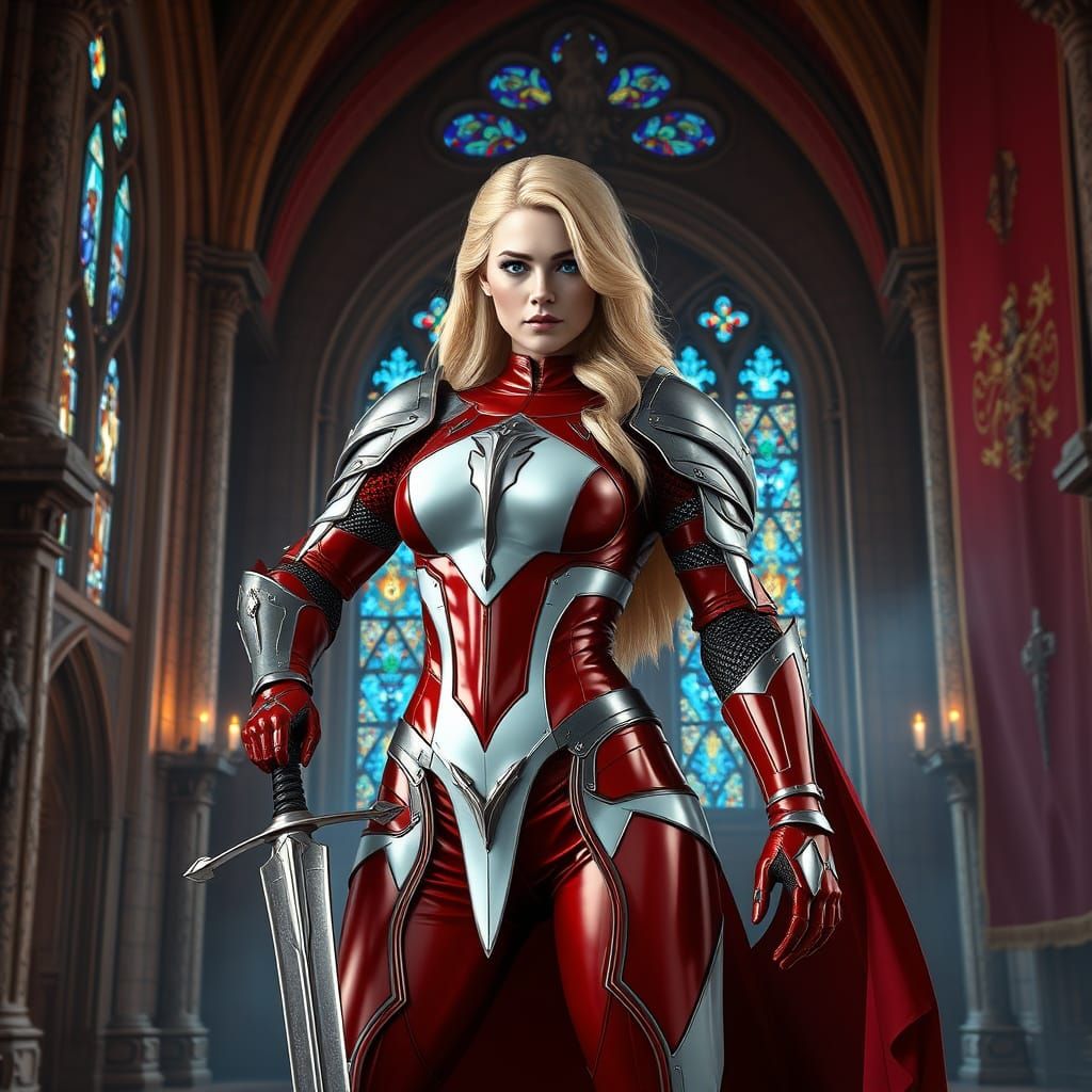 Epic Fantasy Knight in Crimson Armor