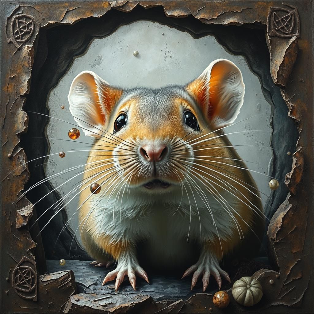 Gerbil Portrait in Surreal Impasto Style