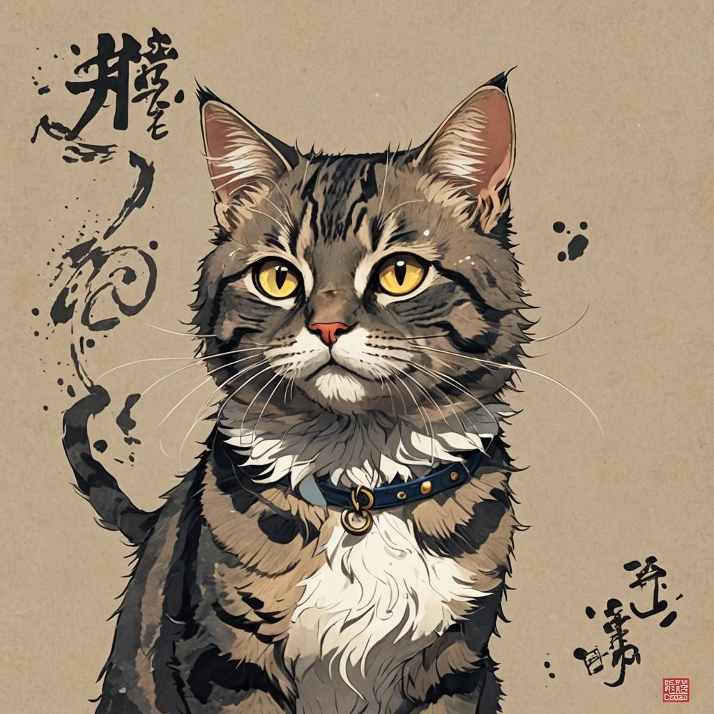 Anime Style Cat Illustration