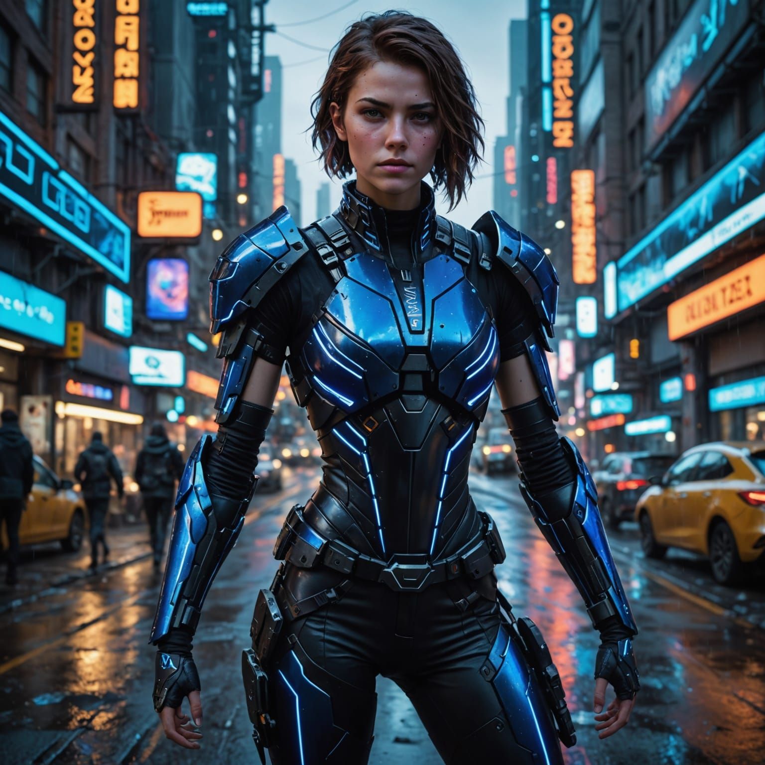 Cyberpunk Woman in Neon City