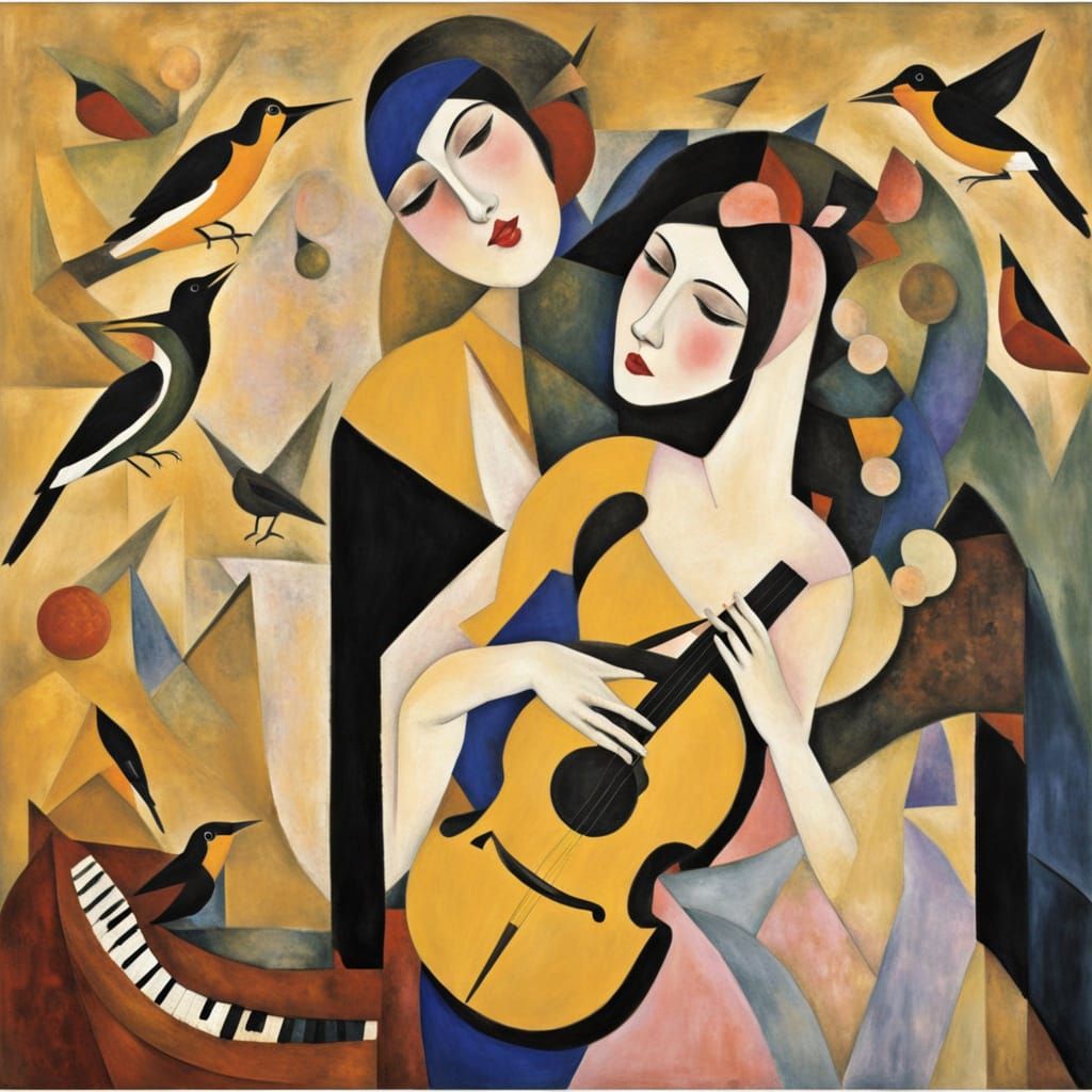 Surreal Music Fusion in Art Nouveau Style