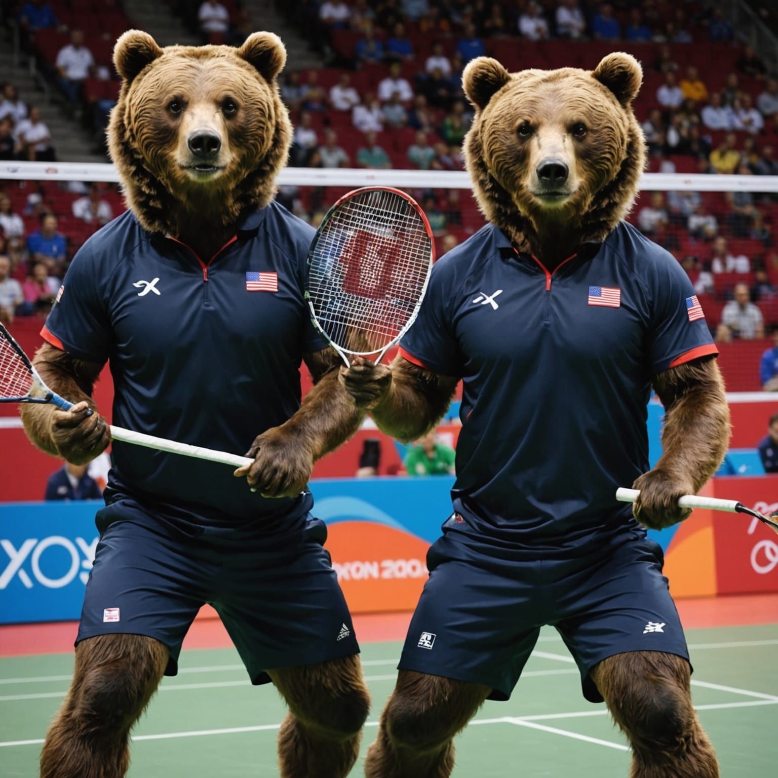 Grizzly Bears Play Badminton at the Olympics