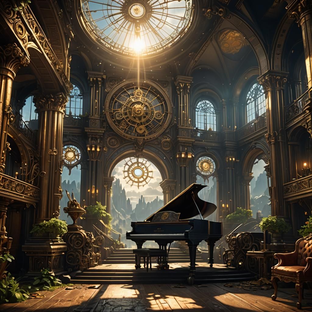 Dark Fantasy Piano Music Amidst Heavenly Light