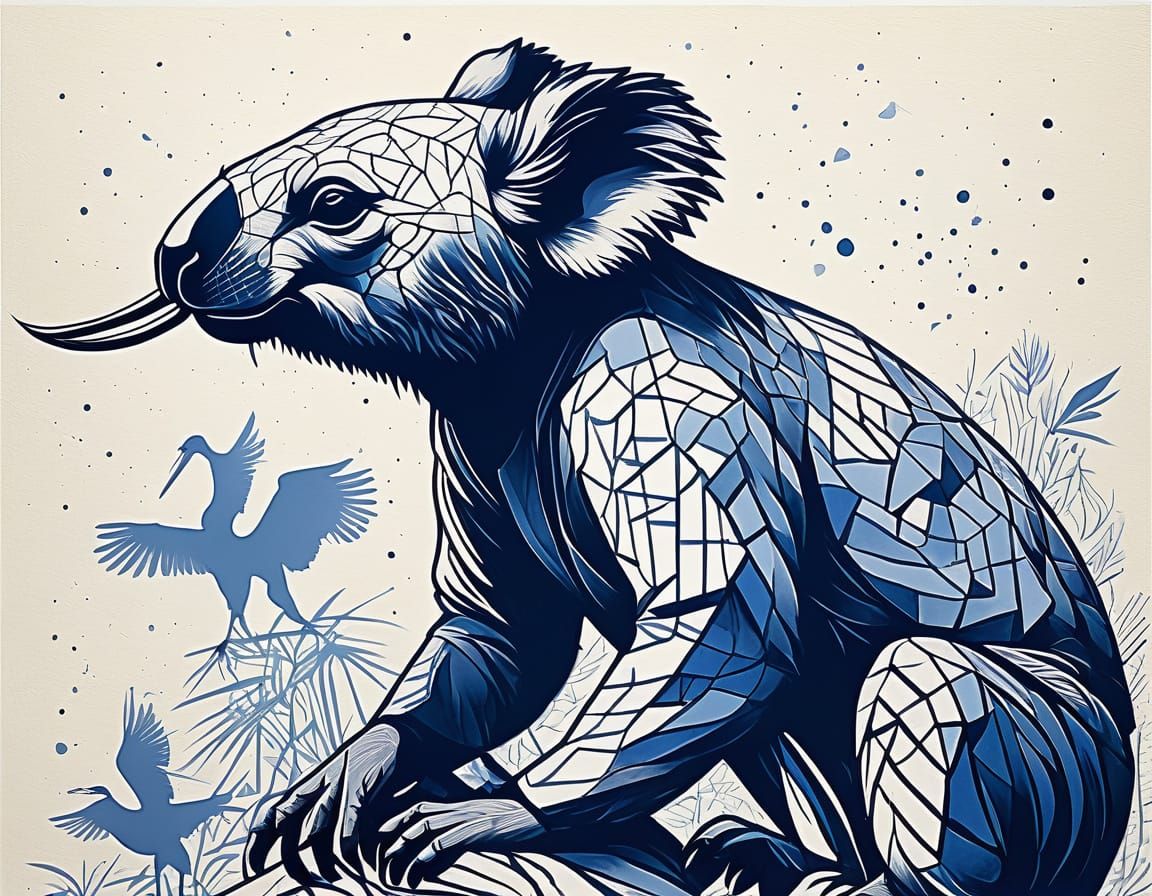 Mystical Mutant Koala and Snake in Japanese Squalor