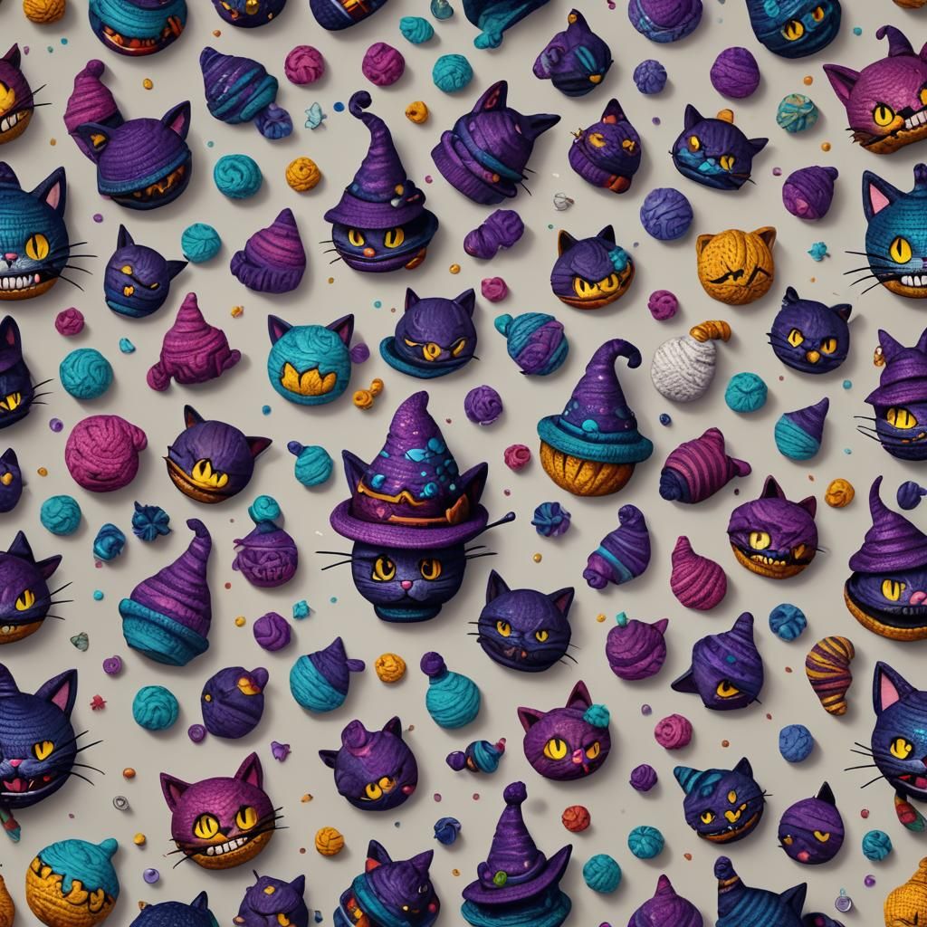 Cosmic Cheshire Cat Hat Amigurumi in Digital Art